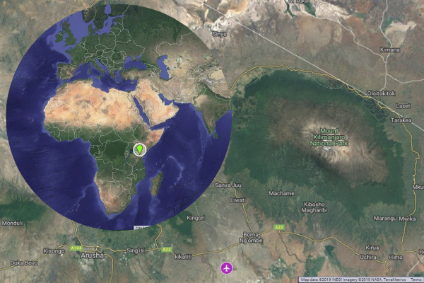 Location of Kilimanjaro in Tanzania